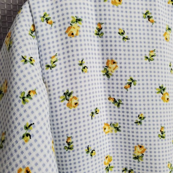 Loft Size 14 Dress Long Gingham Floral Flutter Sleeve Faux Wrap Ruffle Hem Lined - Picture 7 of 15